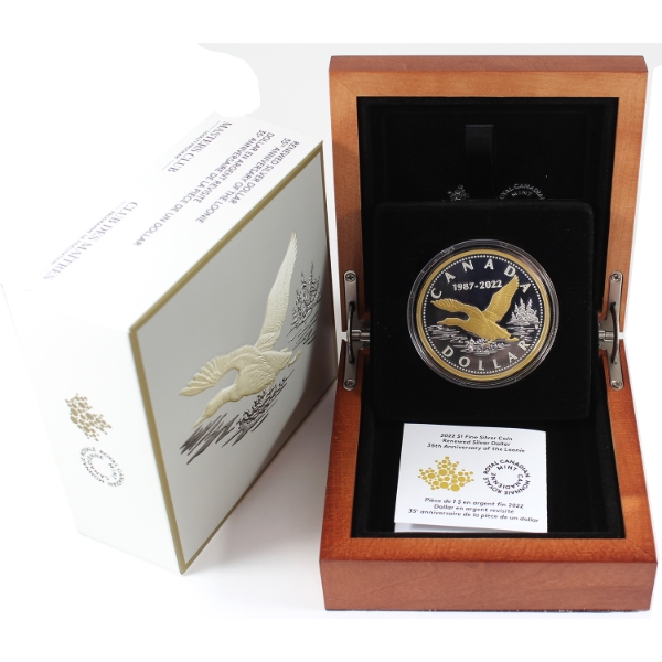 2022 $1 Renewed Silver Dollar: 35th Anniversary of the Loonie .9999 Fine Silver Coin (Tax Exempt)