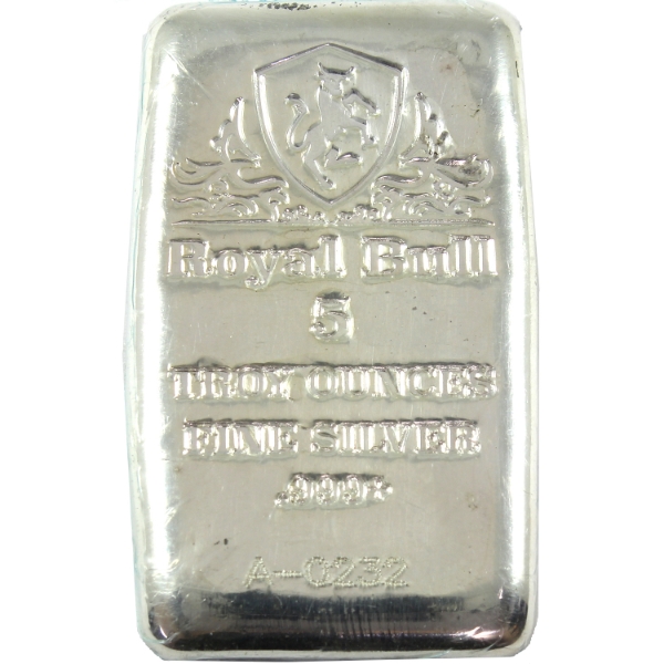 5oz Royal Bull .999+ Fine Silver Bar (Tax Exempt)