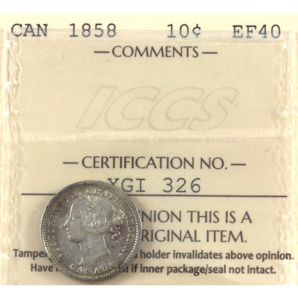 10-cent 1858 ICCS EF40
