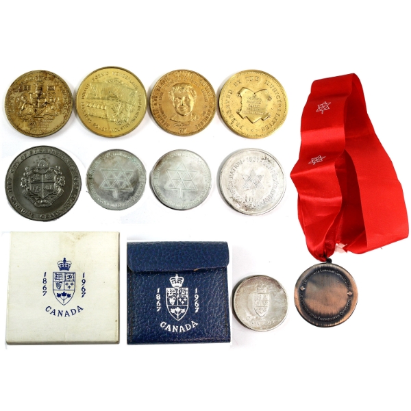 Canada 1967 Group Lot of Assorted Centennial Themed Medals all Different Designs. 10pcs