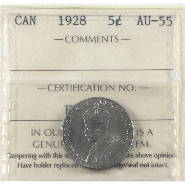 5-cent 1928 ICCS AU55