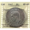 Image 1 : Silver $1 1947 Ptd 7 w/ Dot ICCS EF40