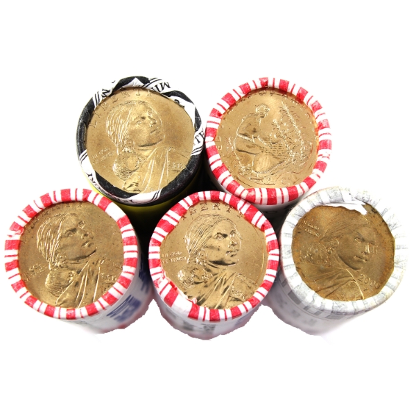 USA 2000P-2010P $1 Sacagawea & Native American Rolls of 25pcs. 5 Rolls.