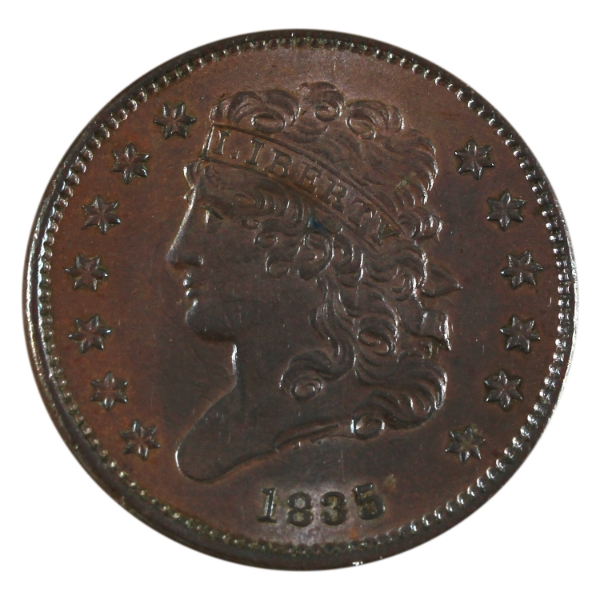 USA 1835 Liberty Head Half Cent UNC+