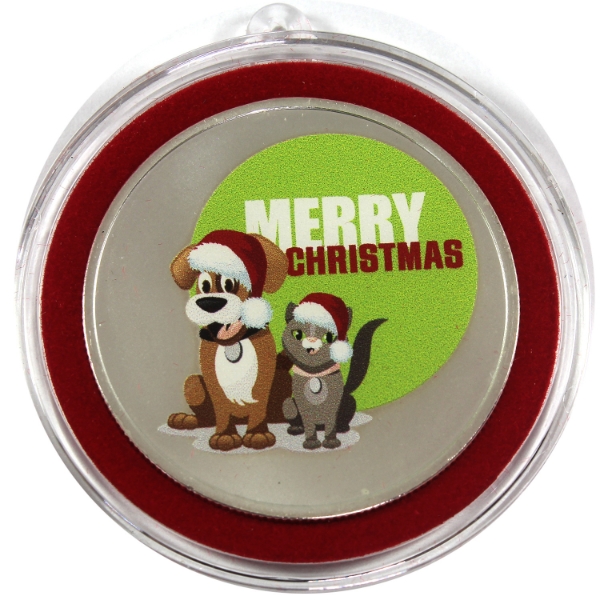 1oz APMEX Santa Paws, Please Stop Here .999 Fine Silver Round w/ Selective Colour (Tax Exempt)