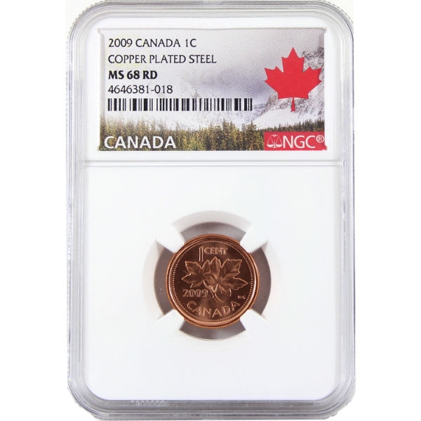 1-cent 2009 Copper Plated Steel NGC MS68 Red