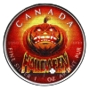 Image 1 : 1oz Halloween 2021 $5 Coloured "Angry Pumpkin" Fine Silver Maple Leaf with COA (Tax Exempt)
