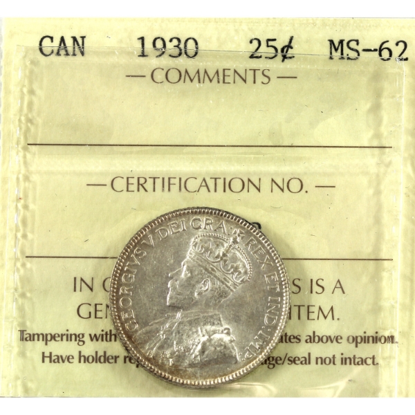 25-cent 1930 ICCS MS62