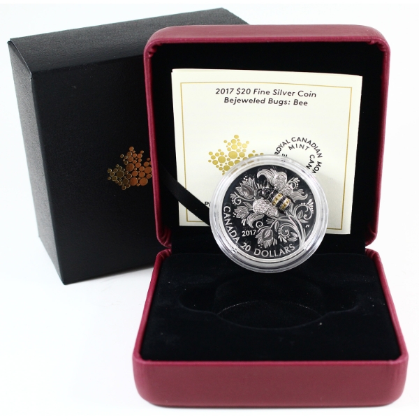 2017 $20 Bejeweled Bugs - Bee Fine Silver Coin (Tax Exempt)