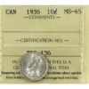 Image 1 : 10-cent 1936 ICCS MS65
