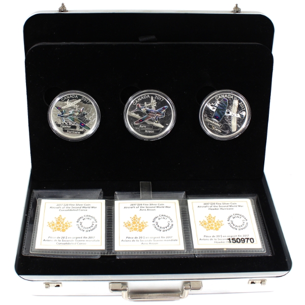 2017 $20 Aircraft of WWII 3-Coin Set in Deluxe Case (Tax Exempt)