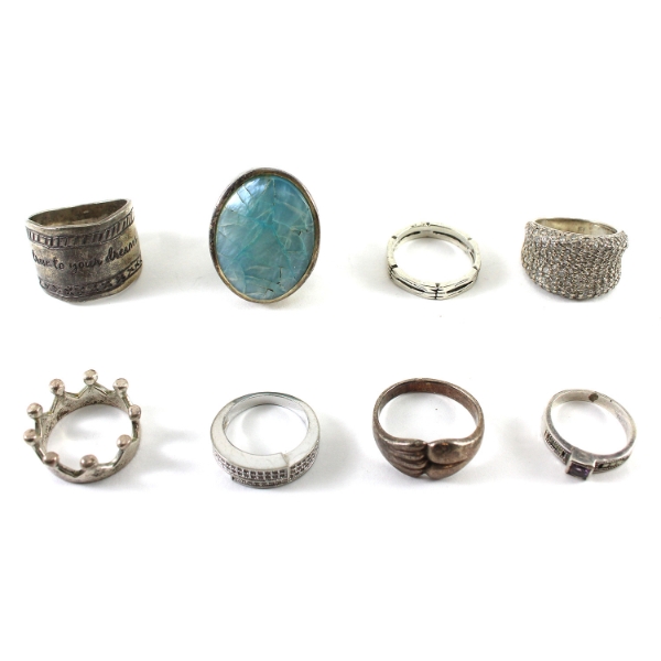 8x Assorted .925 Silver Rings Some With Various Stones. Gross Weight: 52.4g. 8pcs.