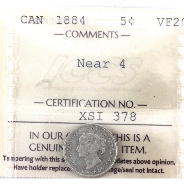 5-cent 1884 Near 4 ICCS VF20