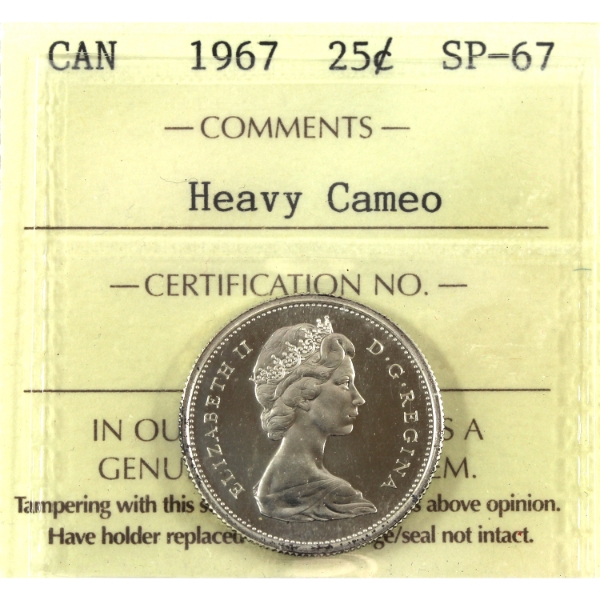25-cent 1967 ICCS SP67 Heavy Cameo