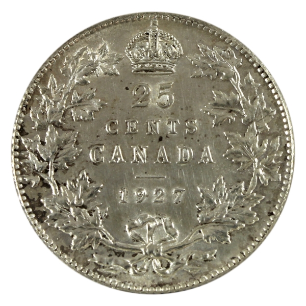 25-cent 1927 BU (Lightly Cleaned)