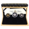 Image 1 : 1989 Commemorative Maple Leaf Issue Gold, Platinum & Silver 3-Coin Set in Display Case (Tax Exempt)
