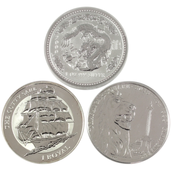 3x 1oz World 2000-2021 Mixed Denomination Assorted .999 Fine Silver Coins. 3pcs (Tax Exempt)