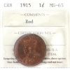 Image 1 : 1-cent 1915 ICCS MS65 Red 