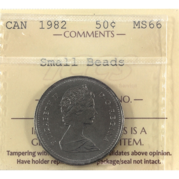 50-cent 1982 Small Beads ICCS MS66