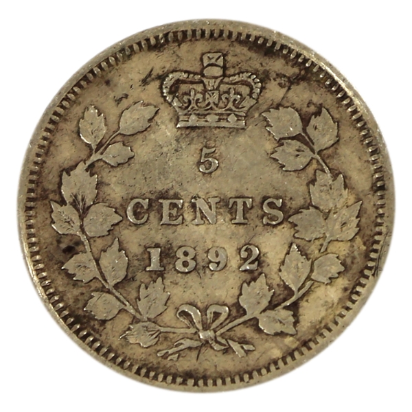 5-cent 1892 EF (Impaired)