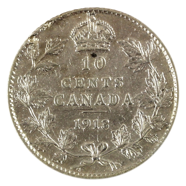 10-cent 1913 Broad Leaves VF-EF (Nicks)