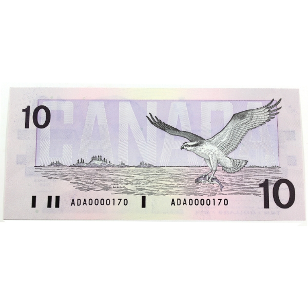 BC-57a-N5-iv 1989 Low Serial # $10 UNC Thiessen-Crow SN: ADA0000170