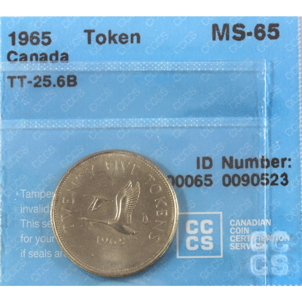 RCM Test Token TT-25.2B 1965 25-cent CCCS MS65