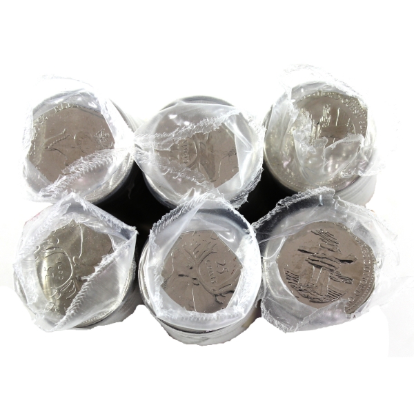 25-cent 1986-2009 Rolls of 40pcs. 6 Rolls.