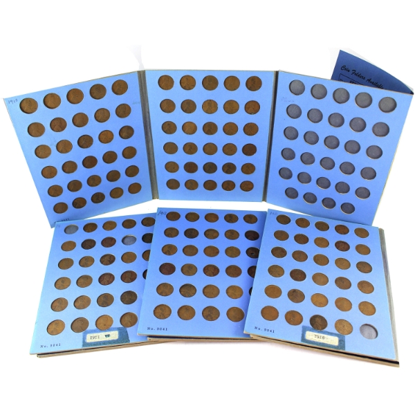 USA 1910, 1911, 1912 & 1916 Lincoln Cent Albums with Solid Dates in Each Album. 237pcs. 