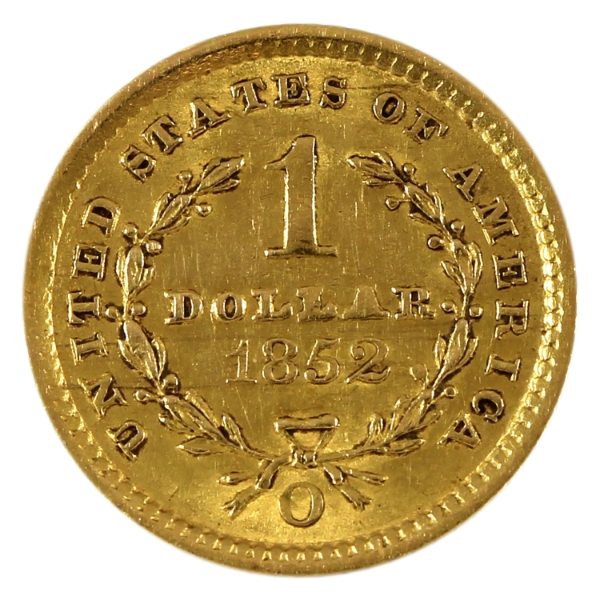 USA Gold 1852O Dollar Almost UNC (Rubbed)
