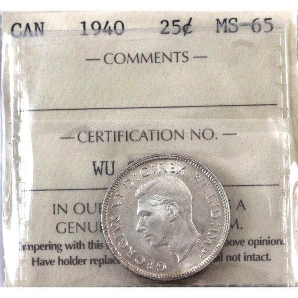 25-cent 1940 ICCS MS65