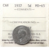 Image 1 : 5-cent 1937 ICCS MS65