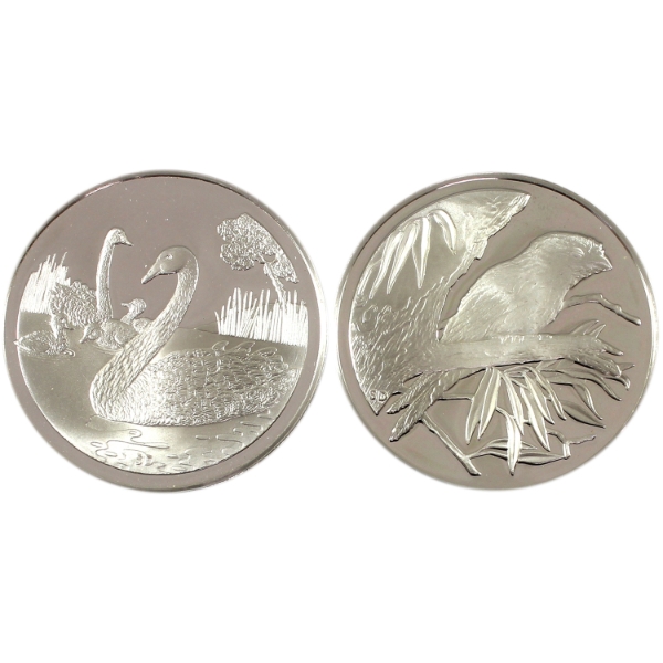 Stuart Devlin's Birds of Australia 18g .925 Sterling Silver 36mm Medals. 2pcs