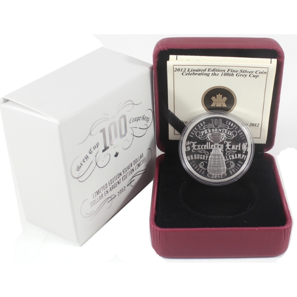 2012 $1 100th CFL Grey Cup Ltd. Edition Proof .9999 Fine Silver Coin (Tax Exempt)