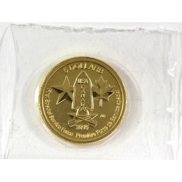 1/10oz 2015 $5 Devil's Brigade .9999 Fine Gold Coin (Tax Exempt)