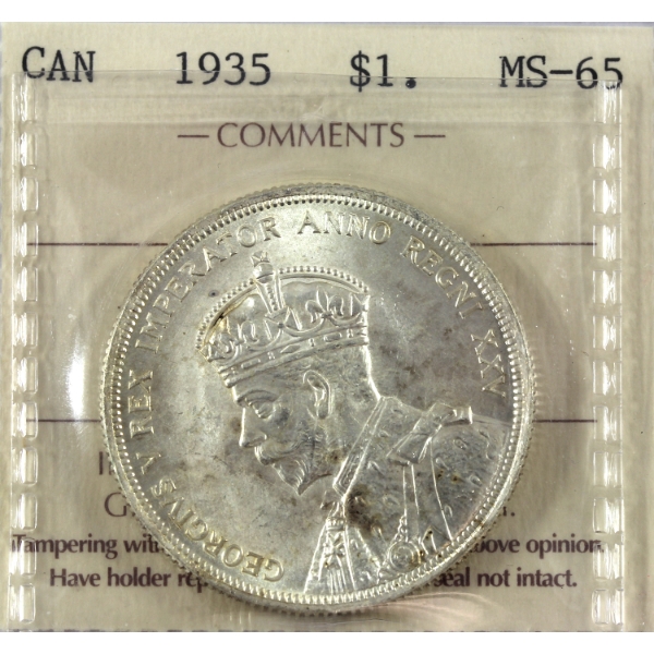 Silver $1 1935 ICCS MS65