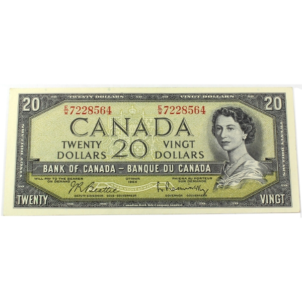 BC-41b 1954 $20 AU Beattie-Rasminsky SN: E/W7228564