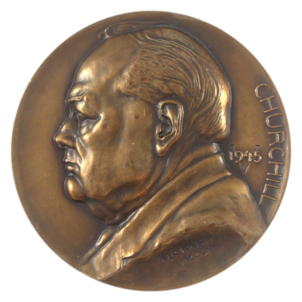 Great Britain 1945 Winston Churchill Allied WWII Victory Medal 134g- Bronze 62mm