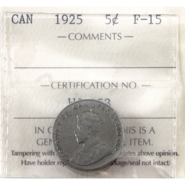 5-cent 1925 ICCS F15