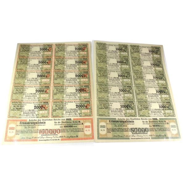 Group Lot of Germany 1922 Mark Coupons. 2pcs.