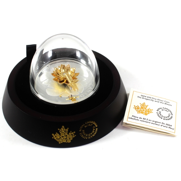 2024 $50 The Dragonfly and the Bloom 5oz .9999 Fine Silver Coin