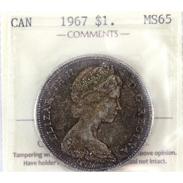 Silver $1 1967 ICCS MS65