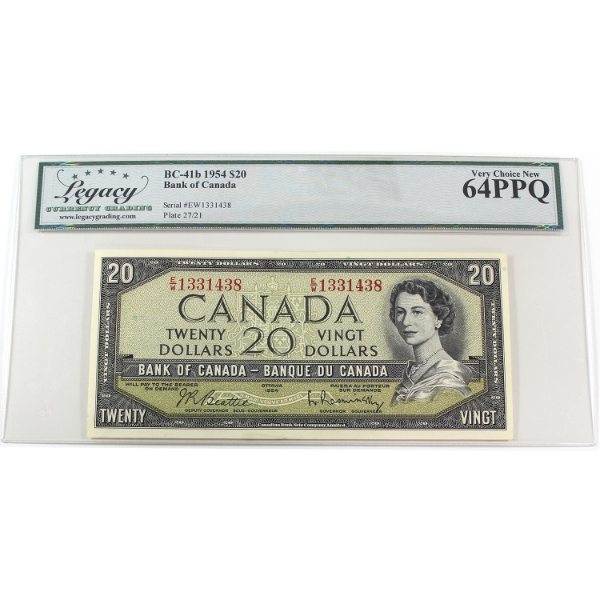 BC-41b 1954 $20 Legacy CUNC64 PPQ Beattie-Rasminsky SN:E/W1331438