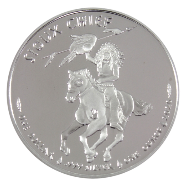 1oz Native American Mint Sioux Buffalo Series #3 .999 Fine Silver Round (Tax Exempt)