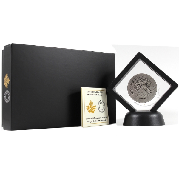 2018 $20 Ancient Canada: Marella 1oz .9999 Fine Silver Coin w/ Antique Finish (Tax Exempt)