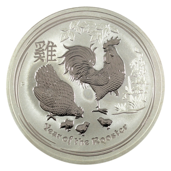 5oz Australia 2017 $8 Year of the Rooster .999 Fine Silver Round (Tax Exempt)