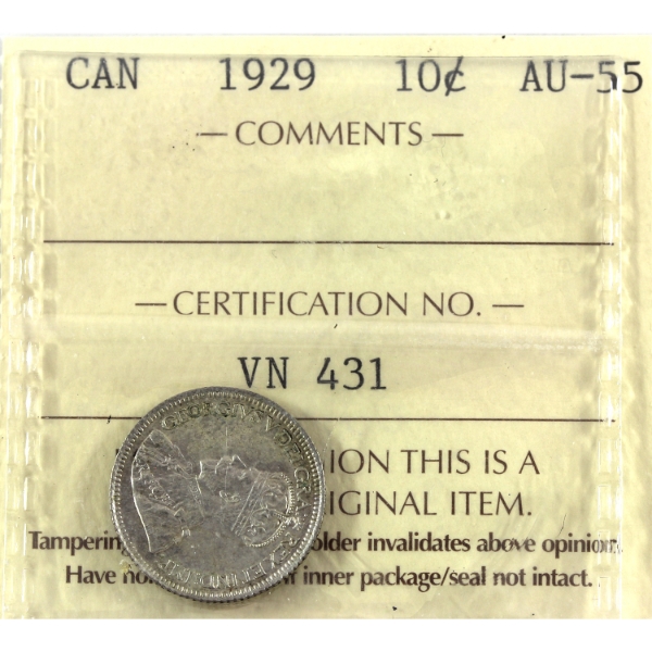 10-cent 1929 ICCS AU55