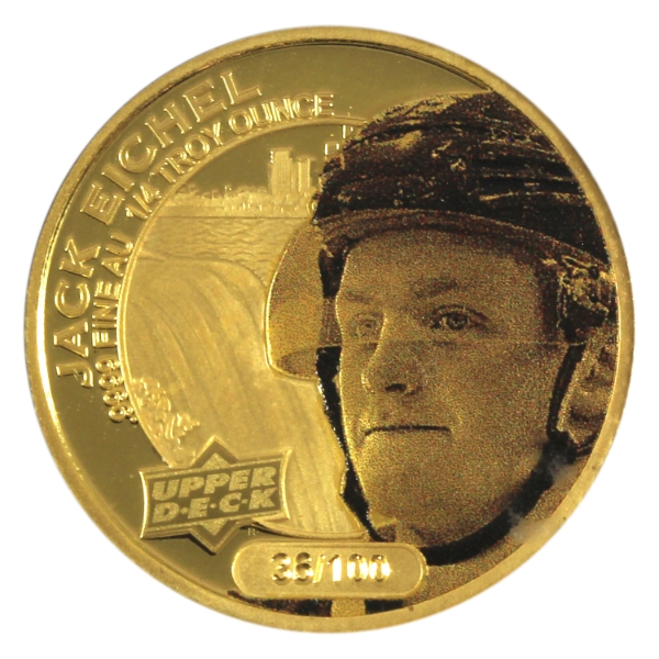 Cook Islands Gold 2017 $25 Upper Deck Grandeur NHL Series- Jack Eichel 1/4oz .9999 Fine Gold