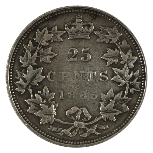 25-cent 1885 Curved Top 5 VF-EF