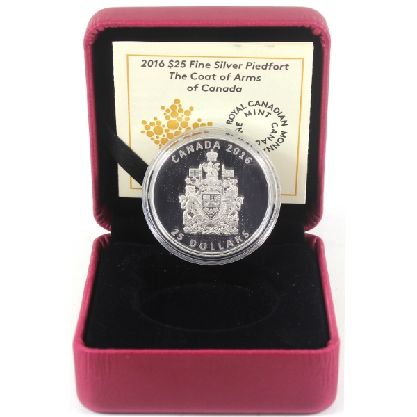 2016 $25 Canadian Coat of Arms 1oz .9999 Fine Silver Piedfort (Tax Exempt)